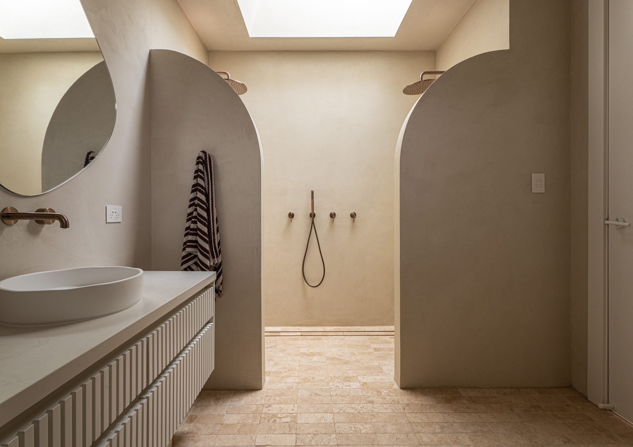 Microcement bathroom at Henley Beach